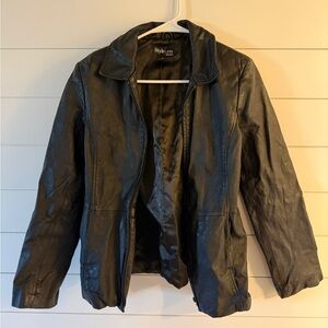 Style & Co. Black Leather Jacket Size S Petite
